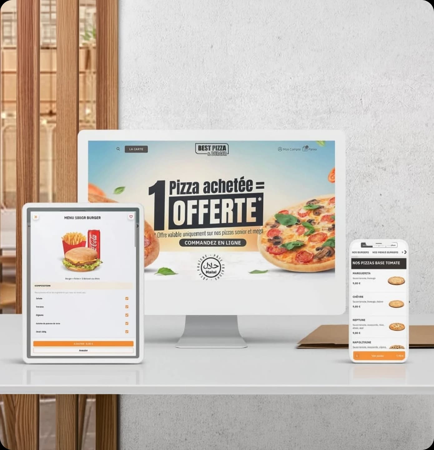 Écosystème Eat & Collect : écran de caisse, tablette et application mobile de commande